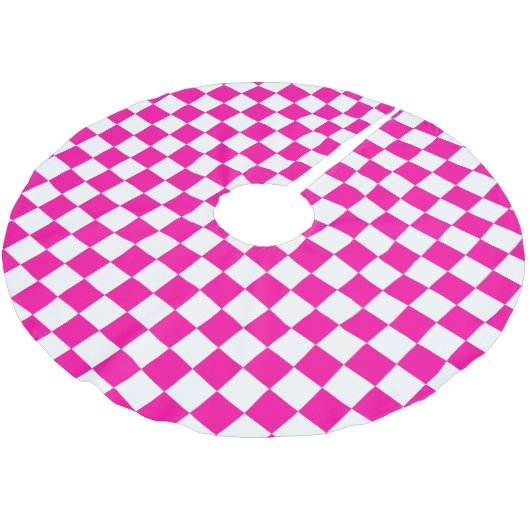 Geruite neon roze en wit kerstboom rok (Gekanteld)
