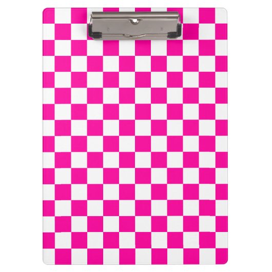 Geruite neon roze en wit klembord (Voorkant)