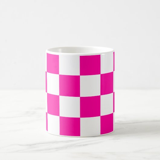 Geruite neon roze en wit koffiemok (Center)