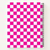 Geruite neon roze en wit notitieboek (Achterkant)