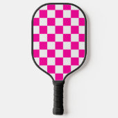 Geruite neon roze en wit pickleball paddle (Achterkant)