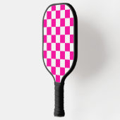 Geruite neon roze en wit pickleball paddle (Links)
