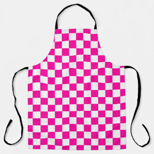 Geruite neon roze en wit schort