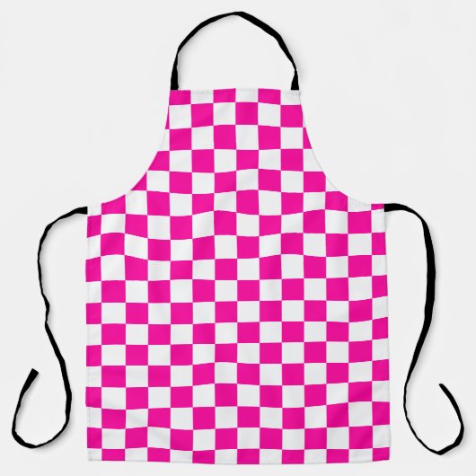 Geruite neon roze en wit schort (Voorkant)