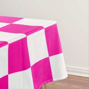 Geruite neon roze en wit tafelkleed