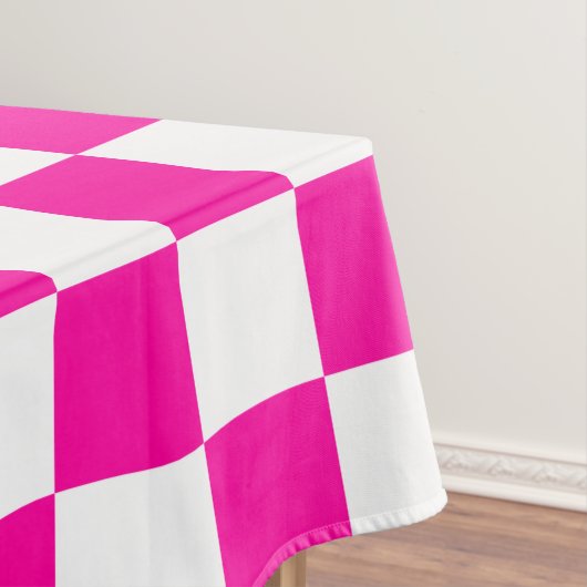Geruite neon roze en wit tafelkleed (Voorbeeld)