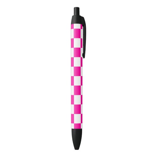Geruite neon roze en wit zwarte inkt pen (Achterkant (Verticaal))