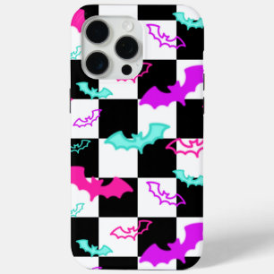 Geruite neonvleermuizen iPhone 15 pro max hoesje