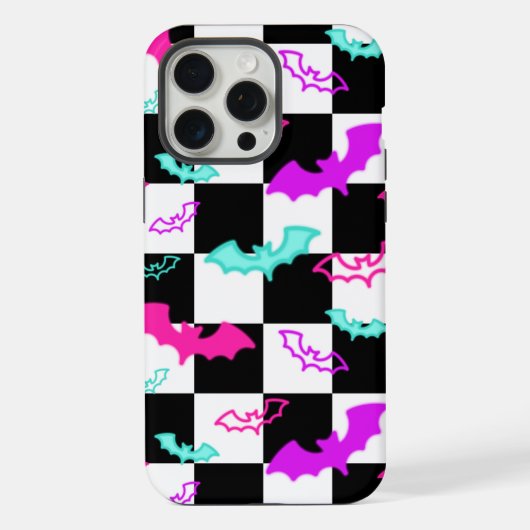 Geruite neonvleermuizen iPhone hoesje (Achterkant)