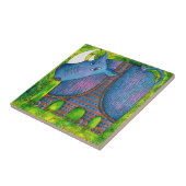 Geruite Neushoorn Aquarel Illustratie Tegeltje (Zijkant)