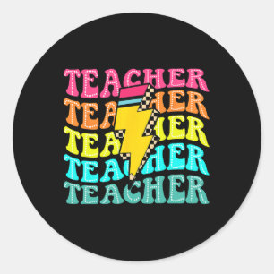 Geruite Onderwijs Bout Bliksem Terug Naar School O Ronde Sticker