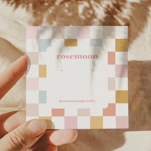 Geruite Oorbel Display Kaart Vierkante Visitekaartje