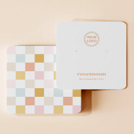 Geruite Oorbel Display Kaart Vierkante Visitekaartje