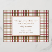 geruite ouderwetse kerst folie feestdagenkaart (Voorkant)