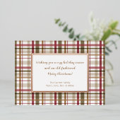 geruite ouderwetse kerst folie feestdagenkaart (Staand Voorkant)