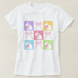 Geruite paashaas met roze strikken t-shirt