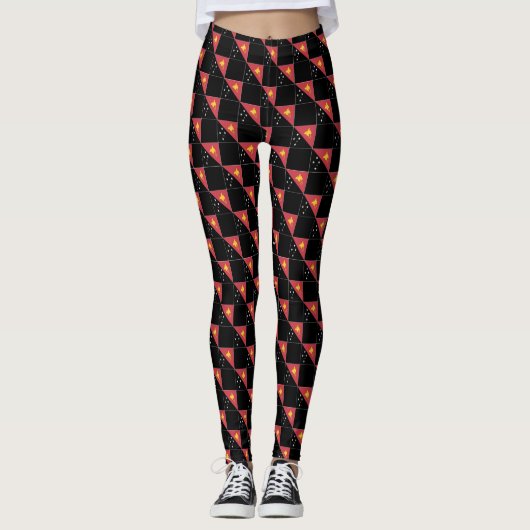 Geruite Papoea-Nieuw-Guinea vlag patroon Leggings (Voorkant)