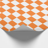 Geruite Patroon Sinaasappel en Wit Cadeaupapier (Hoek)