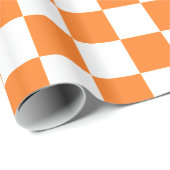 Geruite Patroon Sinaasappel en Wit Cadeaupapier (Rol Hoek)