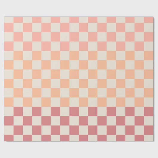Geruite Peach Pink Pastel Blush Gradient Patroon Cadeaupapier (Vlak)