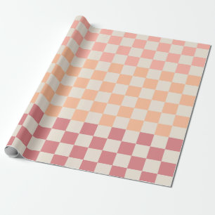 Geruite Peach Pink Pastel Blush Gradient Patroon Cadeaupapier