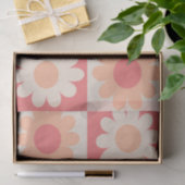 Geruite Perzik Fuzz Retro Bloemenpatroon  Tissuepapier (Geschenk)