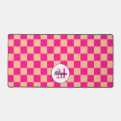 Geruite perzik hete roze geometrische retro monogr bureaumat (Voorkant)