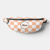 Geruite perzik witte geometrische retro Monogram Heuptasje (Liggend)