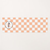 Geruite perzik witte geometrische retro monogram yogamat (Voorkant (horizontaal))