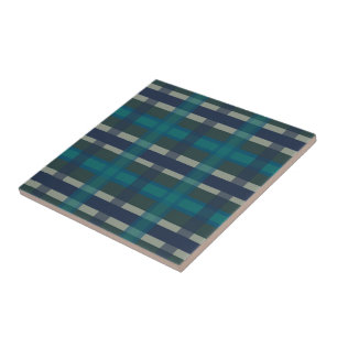 Geruite Plaid Blauw Groen Paars En Turkoois Tegeltje