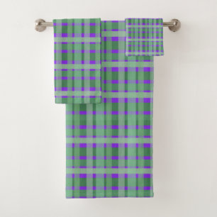 Geruite Plaid Tartan Groen Strepen Op Paars  Bad Handdoek