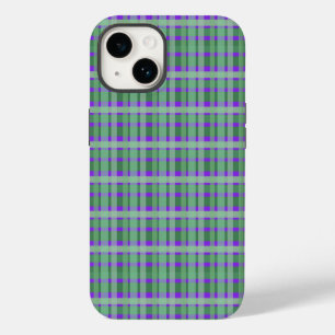 Geruite Plaid Tartan Groen Strepen Op Paars iPhone 14 Hoesje