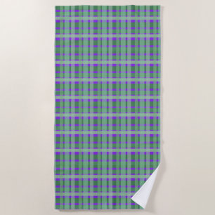 Geruite Plaid Tartan Groen Strepen Op Paars  Strandlaken