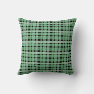 Geruite Plaid Tartan Groene Strepen Op Zwart Kussen