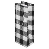 Geruite Plaid Zwart en Wit Wijn Cadeautas (Achterkant Gekanteld)