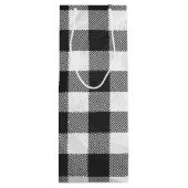Geruite Plaid Zwart en Wit Wijn Cadeautas (Achterkant)