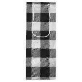 Geruite Plaid Zwart en Wit Wijn Cadeautas (Voorkant)