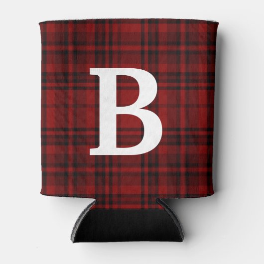 GERUITE PLAID ZWART ROOD TYPOGRAFIE AANPASSEN BLIKJESKOELER (Voorkant)