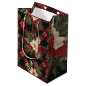 Geruite Plaid Zwart-witte wijn Gift Bag Medium Cadeauzakje (Voorkant Gekanteld)