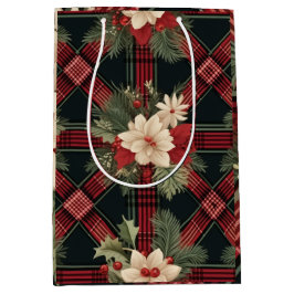 Geruite Plaid Zwart-witte wijn Gift Bag Medium Cadeauzakje