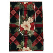 Geruite Plaid Zwart-witte wijn Gift Bag Medium Cadeauzakje (Achterkant)