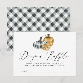 Geruite Pompoen Baby Shower Luier Raffle Kaart