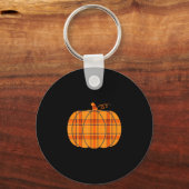 Geruite pompoen halloween thanksgiving herfst deco sleutelhanger (Voorkant)