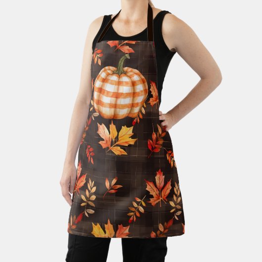 Geruite pompoen op Fall Leaves Schort (Insitu)