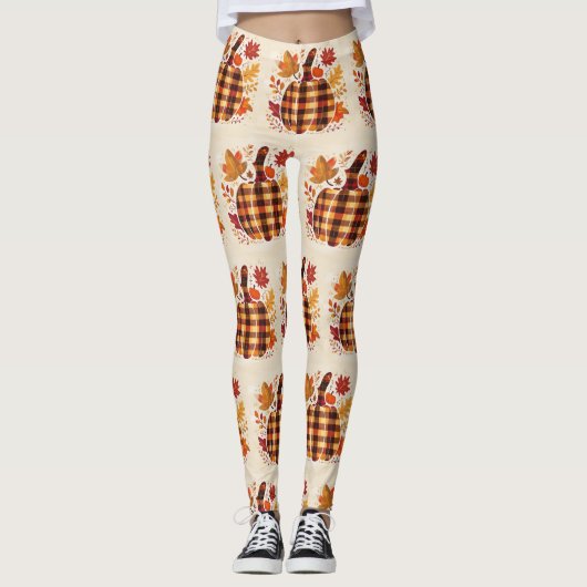 Geruite Pompoen Zegeningen Leggings (Voorkant)