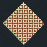 Geruite pootafdrukken Groen Rood Kerstdier Bandana<br><div class="desc">Deze feestelijke bandana voor huisdieren heeft een schattig faux goud glitter pootafdrukpatroon op een rood en groen geruit patroon.</div>