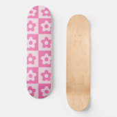 Geruite Preppy Retro Bloemen Wit en Roze Persoonlijk Skateboard (Voorkant)