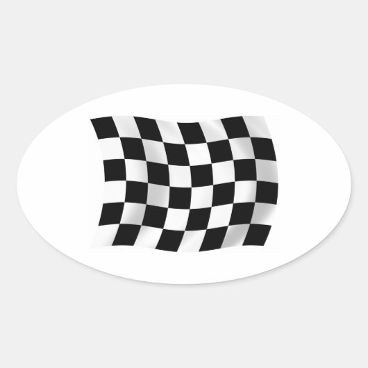 Geruite racevlagsticker ovale sticker (Voorkant)