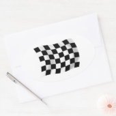 Geruite racevlagsticker ovale sticker (Envelop)