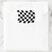 Geruite racevlagsticker ovale sticker (Tas)